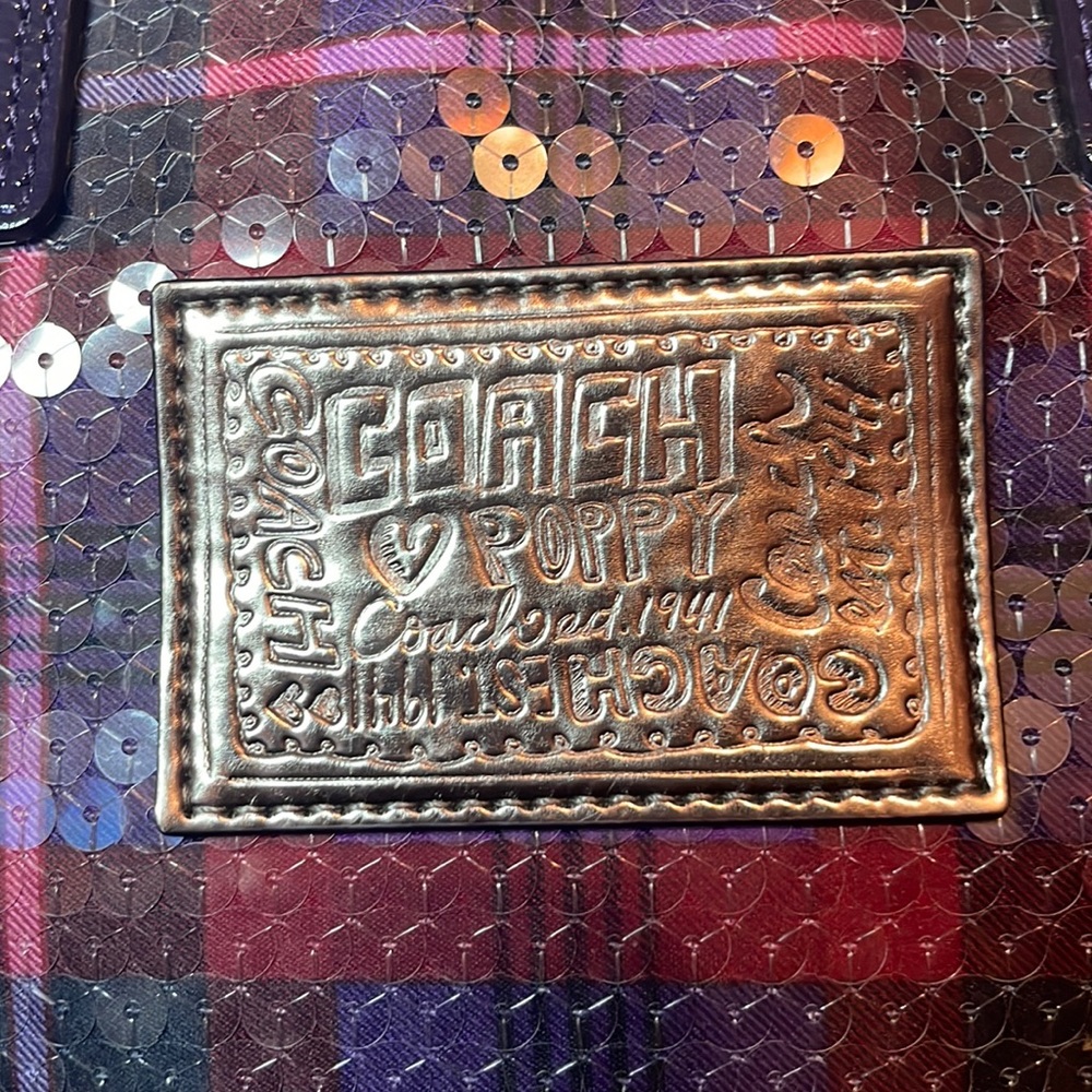 Coach Poppy XL Limited Edition Tartan Plaid Glam Sequin Spotlight Bag Purse - Picture 16 of 16